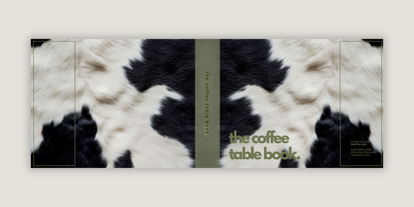 Cow Print - Olive Green - Dust Jacket for Photo Album Book